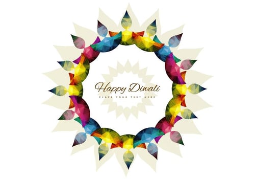 Colorful Diya In Floral Pattern vector