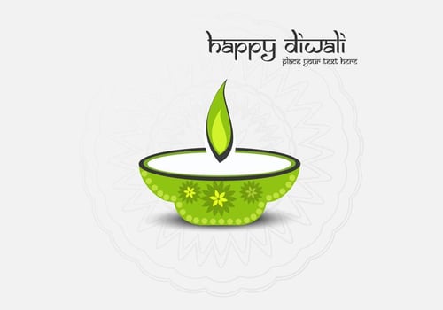 Happy Diwali Text With Oil Lamp On Grey Background vector