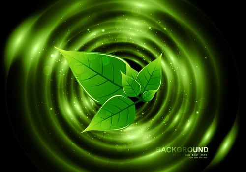Eco Green Leaves On Dark Background vector