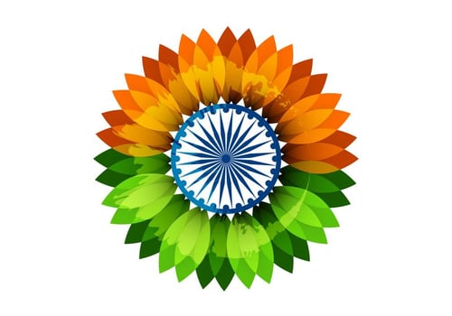 Floral Indian Flag With Asoka Wheel vector