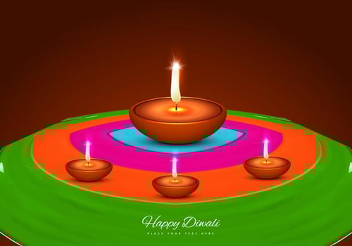 Diya On Rangoli vector