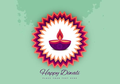 Diwali Oil Lamp On Beautiful Rangoli vector