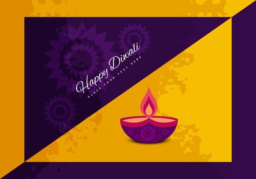 Illustration Of Happy Diwali With Oil Lamp vector