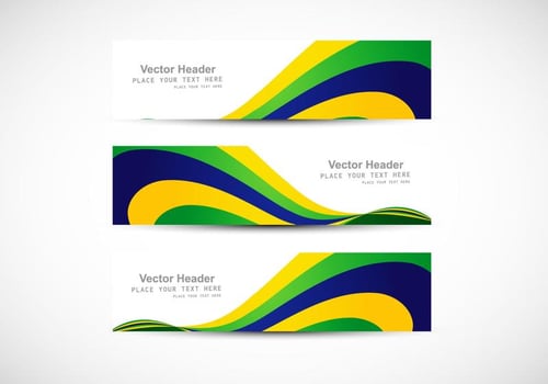 Header With Brazilian Flag Wave For Business Card vector