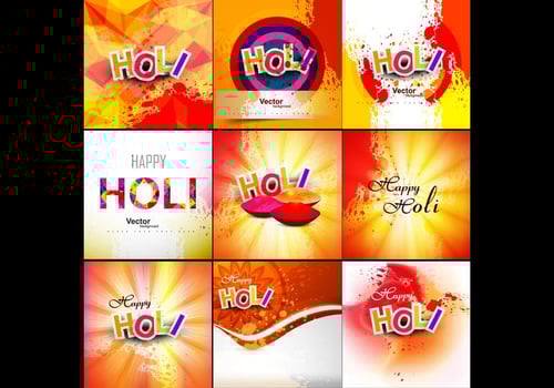 Set Of Happy Holi Card vector
