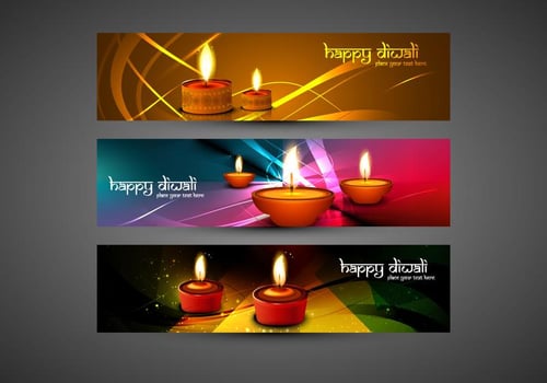 Set Of Happy Diwali Card vector