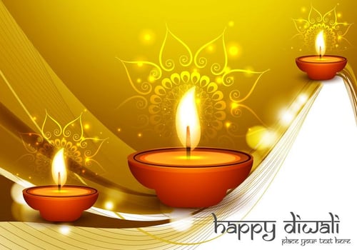Diwali Oil Lamps On Golden Background vector