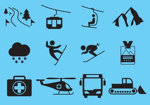 Winter Ski Vacation Icon Vectors