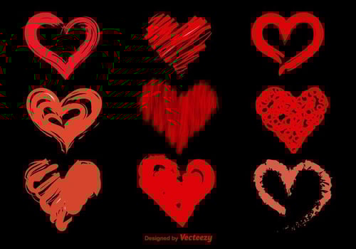 Hand Drawn Sketchy Vector Hearts