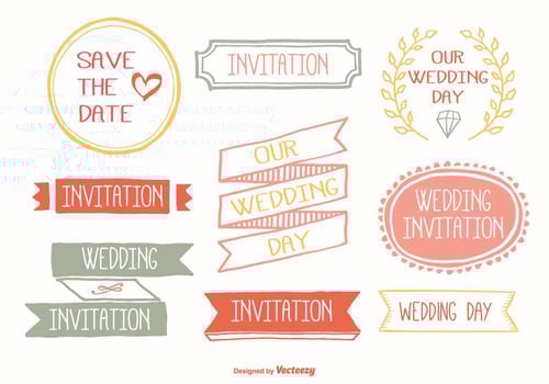 Cute Hand Drawn Wedding Label Set vector