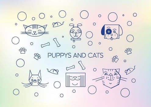 Cute Puppys And Cats Vector