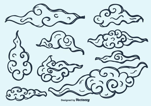 Hand Drawn Chinese Clouds Vectors