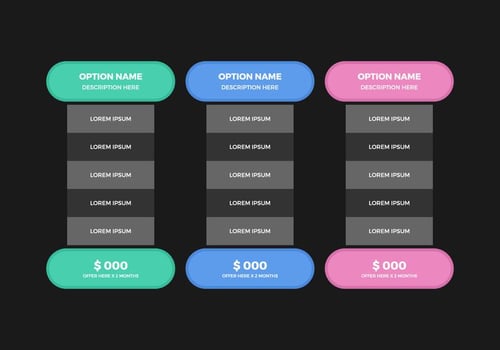 Free Pricing Table Vector