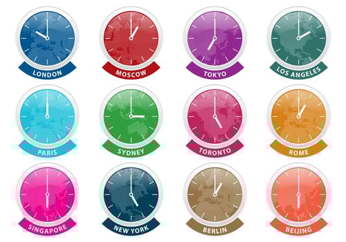 International Time Zone Clock Vectors