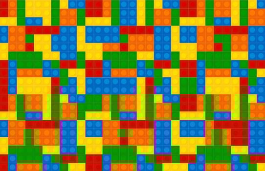 Multicolor Building Blocks Vector Pattern