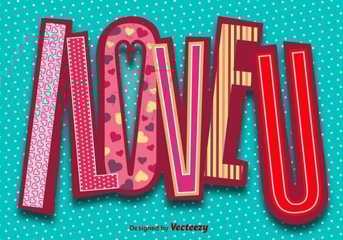 I Love You Decorated Phrase Vector
