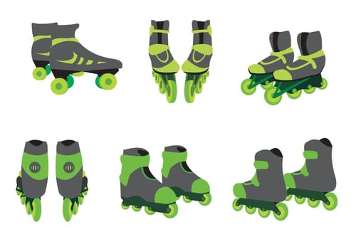 Green Roller Blade Vector