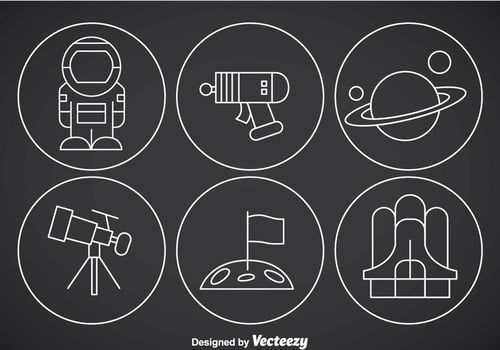 Space Thin Outline Icon Vectors