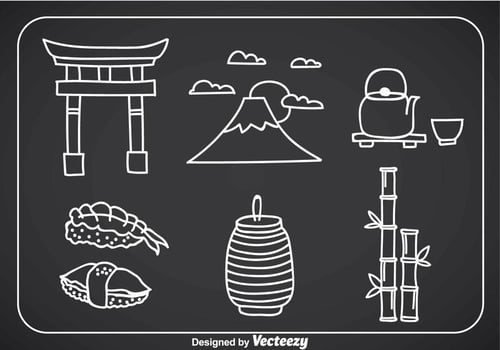 Japanese Culture Doddle Icons vector