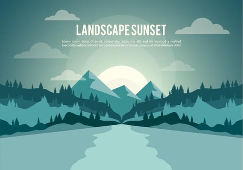 Landscape Sunset Illustration Vector Background