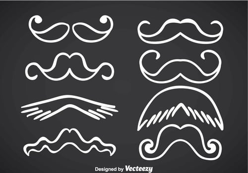 Mustache White Line Vectors