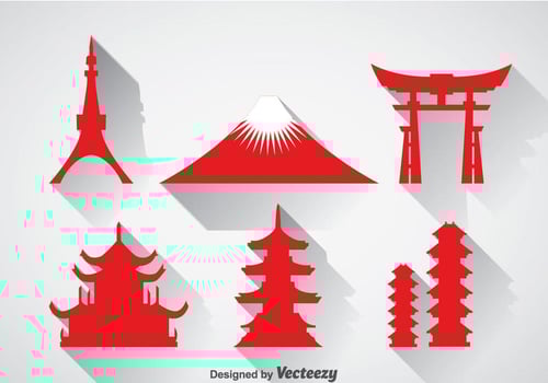 Japanese Landmark Icons Vector