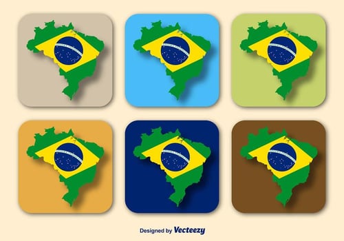 Brazil Flag and Map Vectors