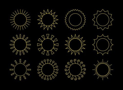 Yellow Suns Icon Vectors