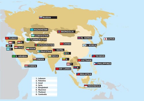 Asia Map Vector