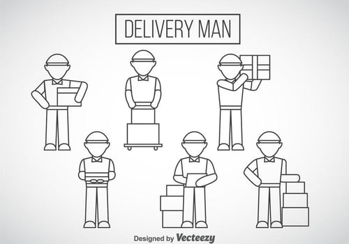 Delivery Man Outline Icons vector