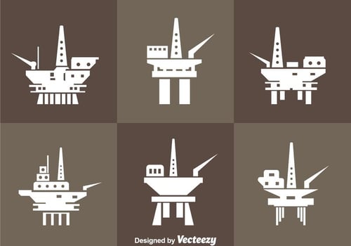 Oil Rig Offshore Icons vector