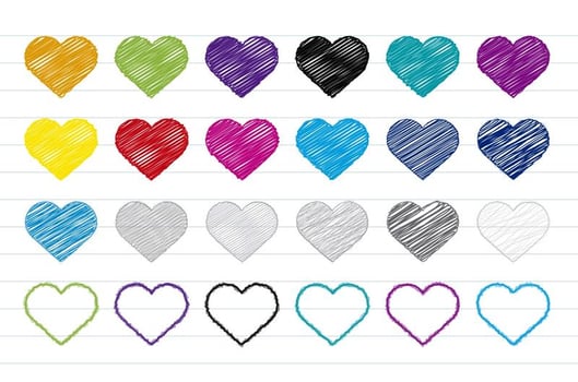 Colorful Scribble Hearts Set vector