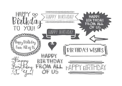 Hand Drawn Style Birthday Label Set vector