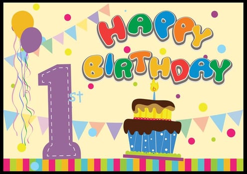 Kids 1st Birthday celebration flat vector