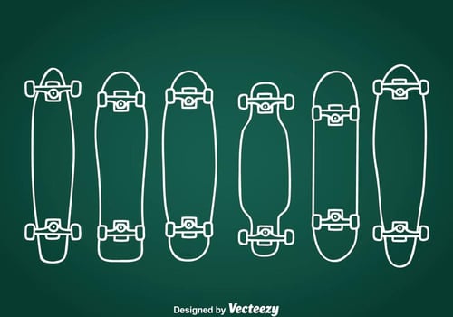 Longboard Hand Drawn Icons vector