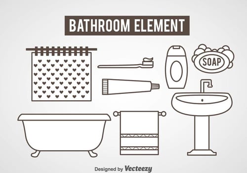 Bathroom Element Icons Vector
