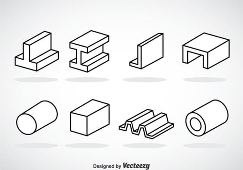 Steel Beam Outline Icons vector