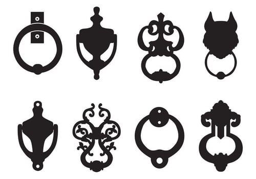 Vector Black Silhouettes Of Door Knocker