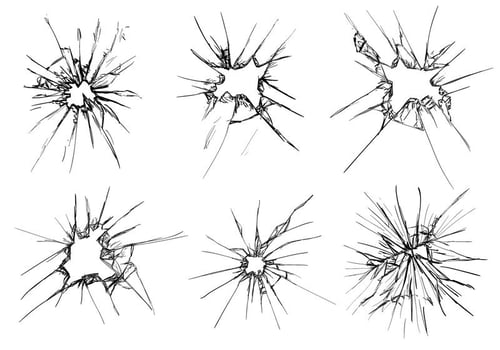 Vector Broken Window Hand Draw Set