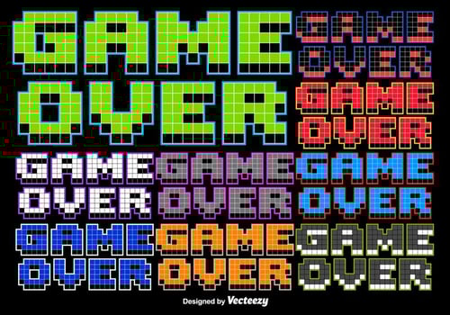 8 bit Game Over Stylized Message vector