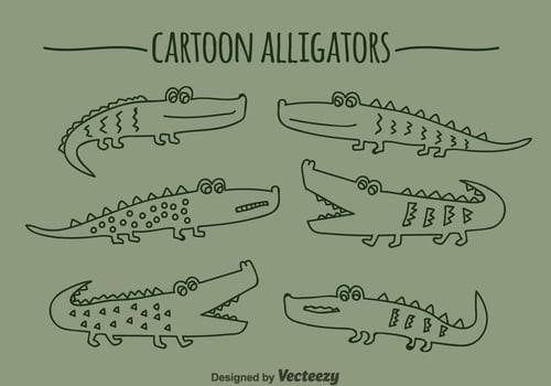 Cartoon Alligator Hand Draw Sets vector