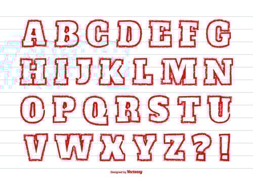 Red Crayon Style Alphabet Set vector