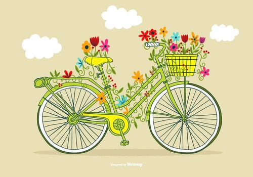 Vintage Flower Bicycle Vector