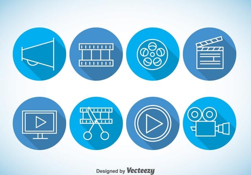 Video editing Blue Icons Vector