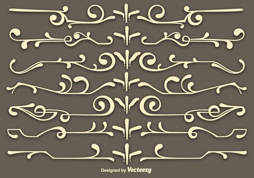 Vector Beige Scrollwork Elements