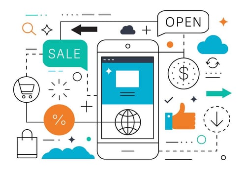 Free Flat Line Mobile Sale Vector 