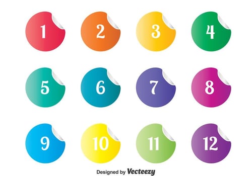 Numbered Bullet Points Sticker Vector