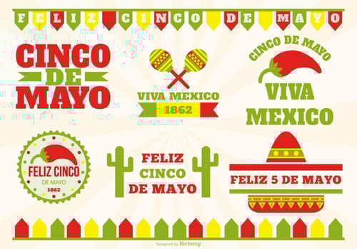 Cinco de Mayo Label Set vector