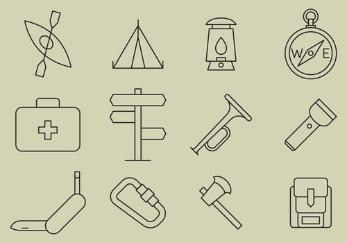Boyscout Line Icons vector