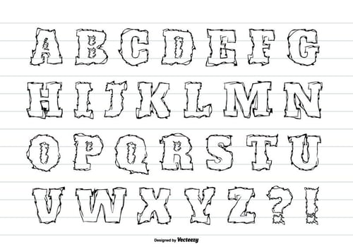 Messy Hand Drawn Alphabet Set vector